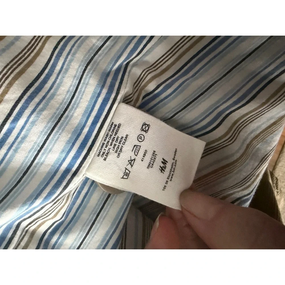 H&M LOGG Corduroy Blazer Mens XL‎ Tan Khaki Sport Coat 3-Button Striped Lining